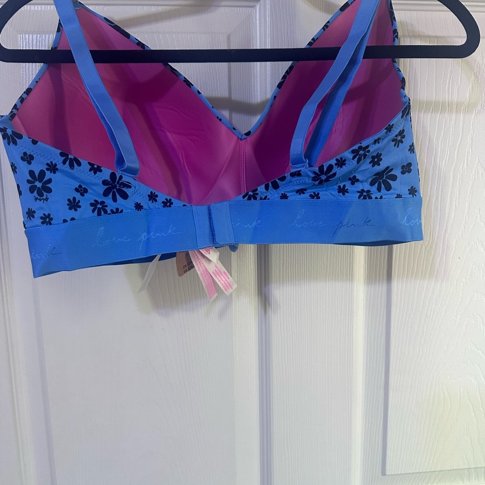 PINK Victoria's Secret Blue Bra with Black Accents - Picture 2 of 3